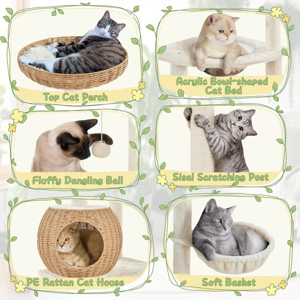 Cozy Rattan Cat Castle